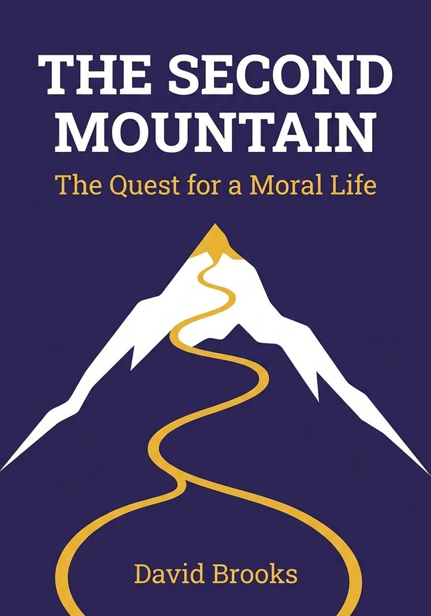 Book cover of The Second Mountain by David Brooks — critical summary review on 12min