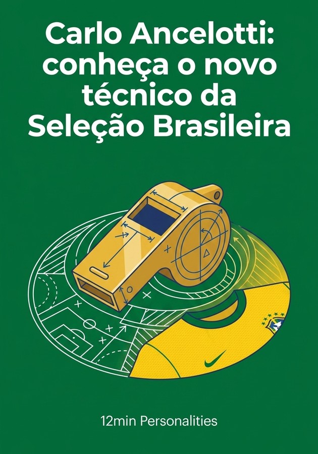 Capa do livro Carlo Ancelotti: conheça o novo técnico da Seleção Brasileira, de 12min Personalities — resumo e resenha crítica no 12min