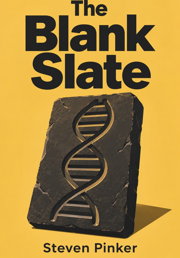 Book cover of The Blank Slate by Steven Pinker — critical summary review on 12min