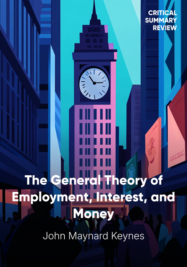 Book cover of The General Theory of Employment, Interest, and Money by John Maynard Keynes — critical summary review on 12min