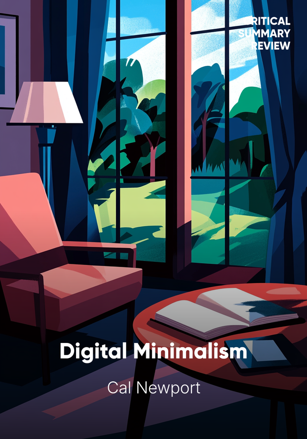 Book cover of Digital Minimalism by Cal Newport — critical summary review on 12min