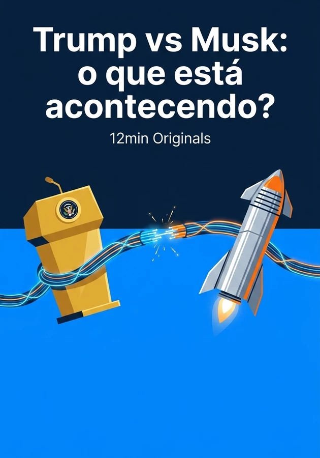 Capa do livro Trump vs Musk: o que está acontecendo?, de 12min Originals — resumo e resenha crítica no 12min