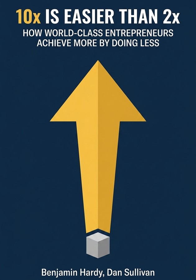 Book cover of 10x Is Easier Than 2x by Dan Sullivan &  Benjamin Hardy — critical summary review on 12min
