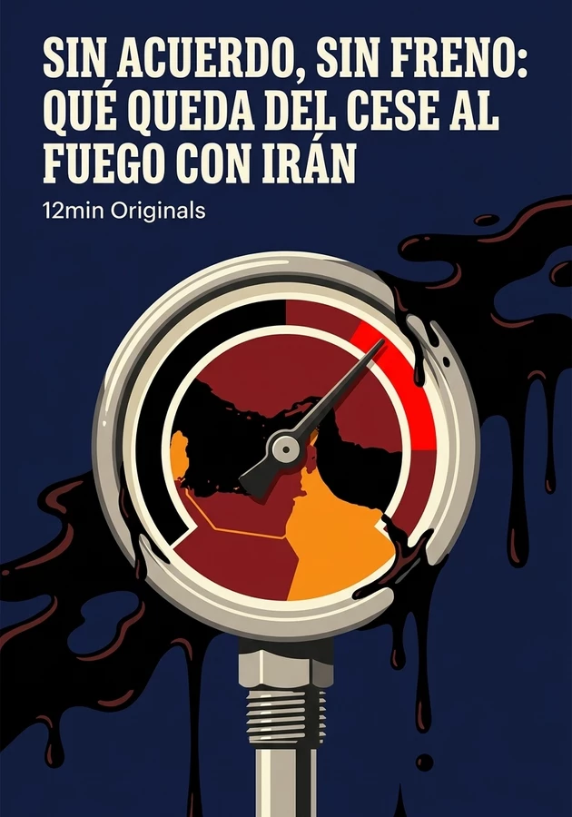 Portada del libro Sin acuerdo, sin freno: qué queda del cese al fuego con Irán, de 12min Originals — resumen crítico y reseña en 12min