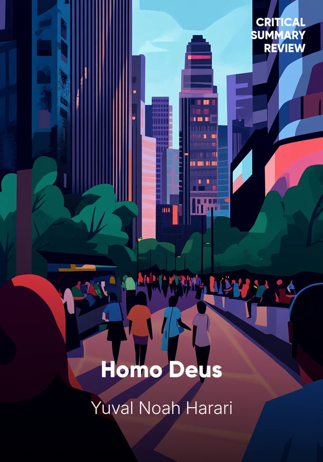Book cover of Homo Deus by Yuval Noah Harari — critical summary review on 12min