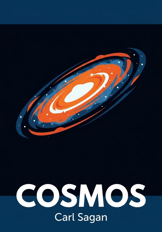 Book cover of Cosmos by Carl Sagan — critical summary review on 12min