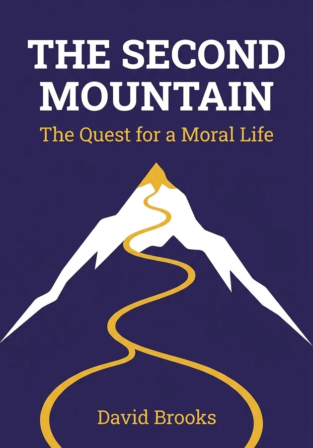 Book cover of The Second Mountain by David Brooks — critical summary review on 12min