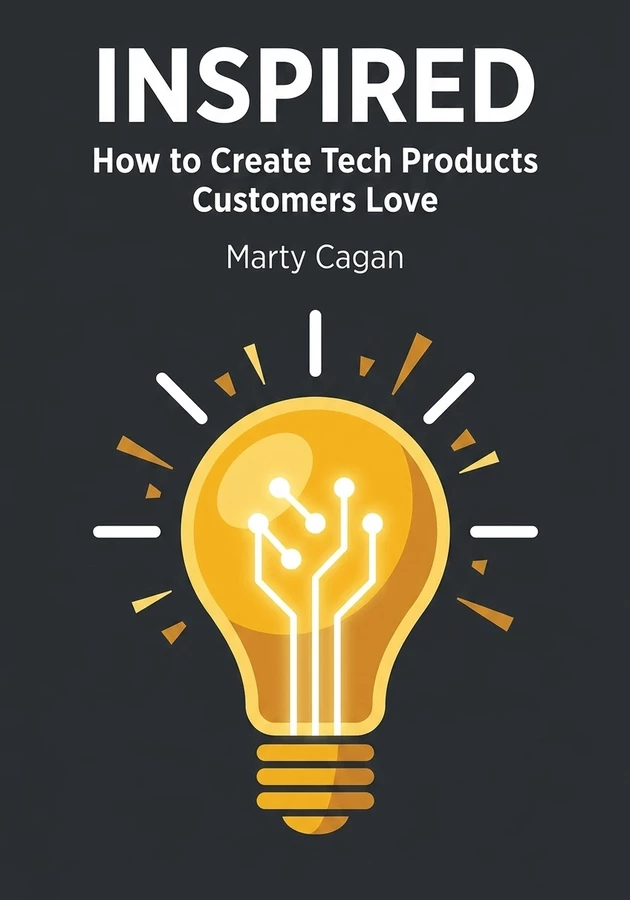 Book cover of Inspired by Marty Cagan — critical summary review on 12min