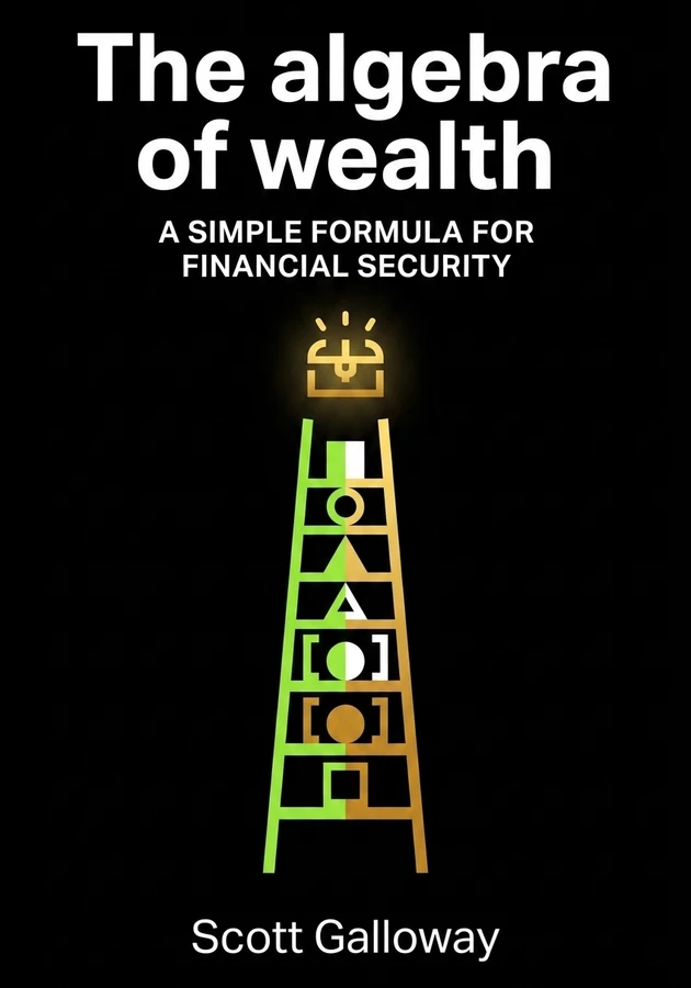 Book cover of The algebra of wealth by Scott Galloway — critical summary review on 12min