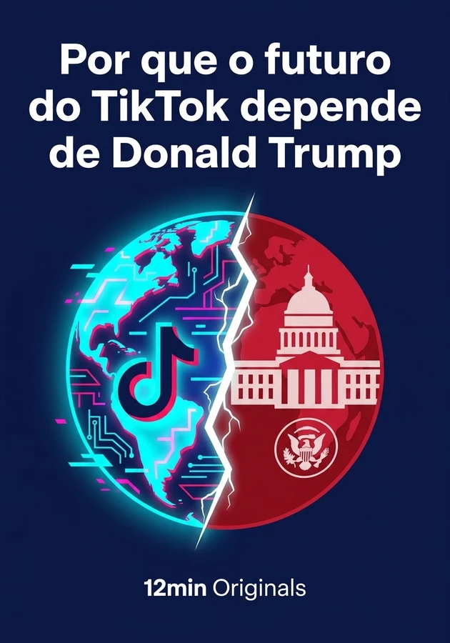 Capa do livro Por que o futuro do TikTok depende de Donald Trump, de 12min Originals — resumo e resenha crítica no 12min