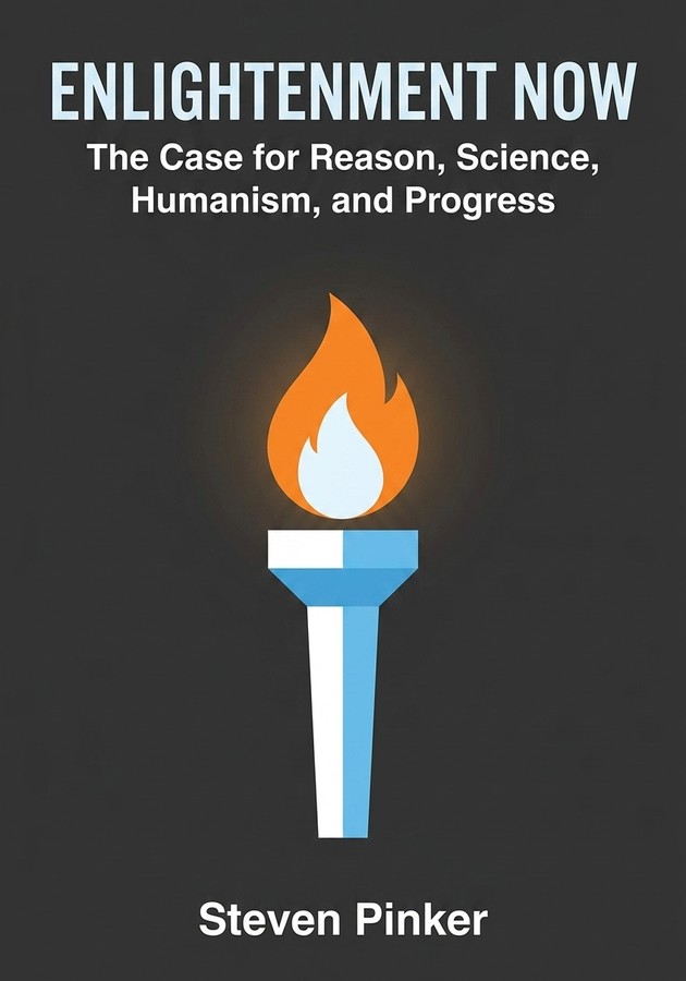 Book cover of Enlightenment Now by Steven Pinker — critical summary review on 12min