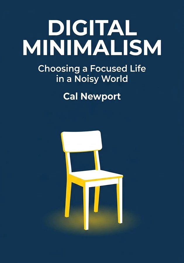 Book cover of Digital Minimalism by Cal Newport — critical summary review on 12min
