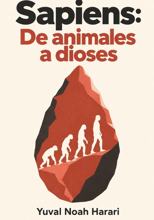 Book cover of Sapiens: De animales a dioses by Yuval Noah Harari — critical summary review on 12min