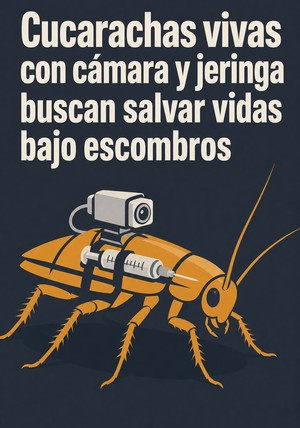 Portada del libro Cucarachas vivas con cámara y jeringa buscan salvar vidas bajo escombros, de 12min Originals — resumen crítico y reseña en 12min