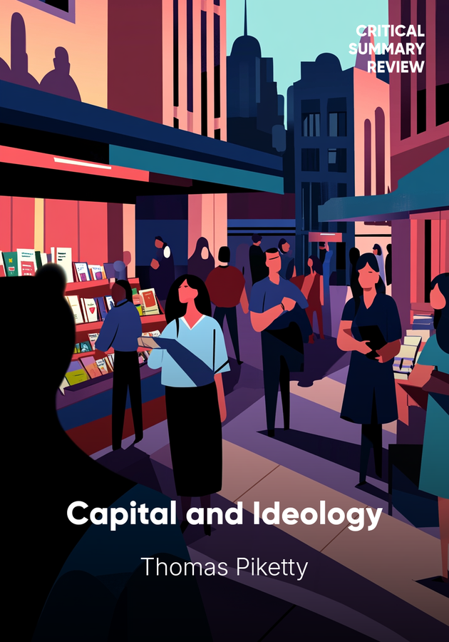 Book cover of Capital and Ideology by Thomas Piketty — critical summary review on 12min
