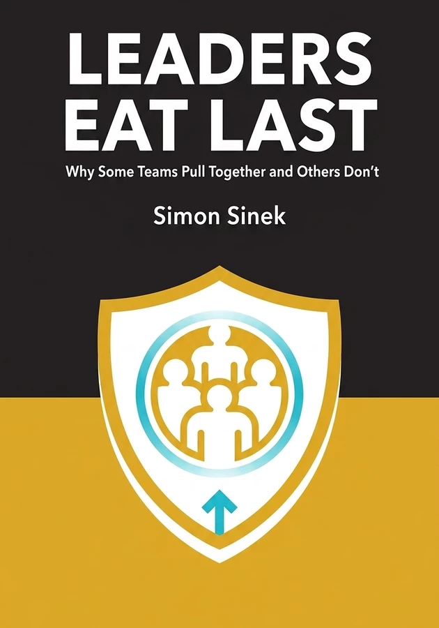 Book cover of Leaders Eat Last by Simon Sinek — critical summary review on 12min