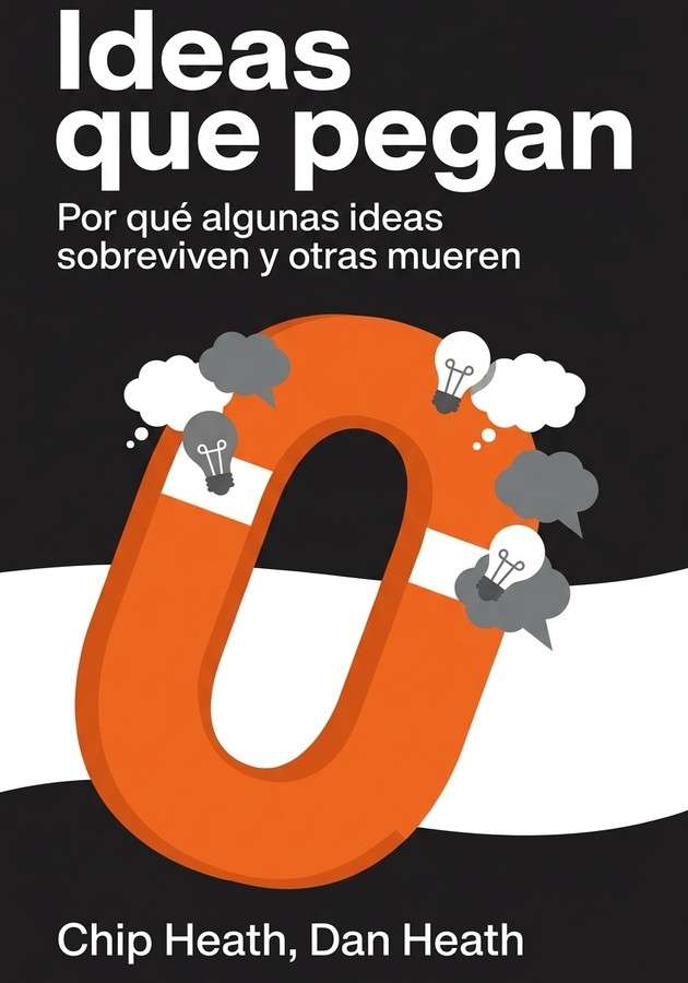 Portada del libro Ideas que pegan, de Chip Heath & Dan Heath — resumen crítico y reseña en 12min