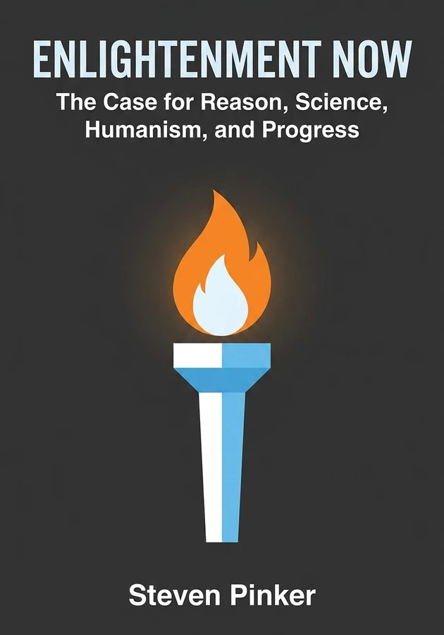 Book cover of Enlightenment Now by Steven Pinker — critical summary review on 12min
