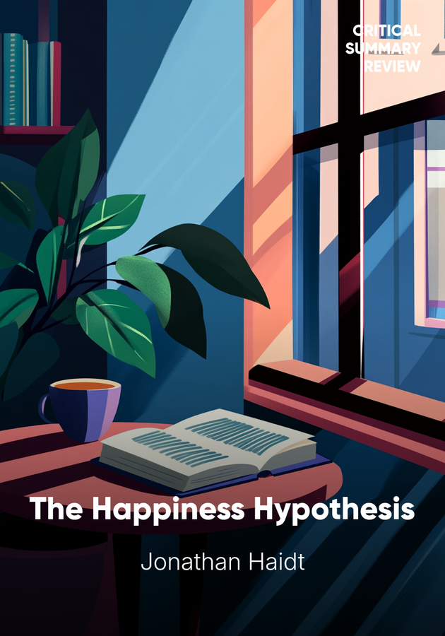 Book cover of The Happiness Hypothesis by Jonathan Haidt — critical summary review on 12min