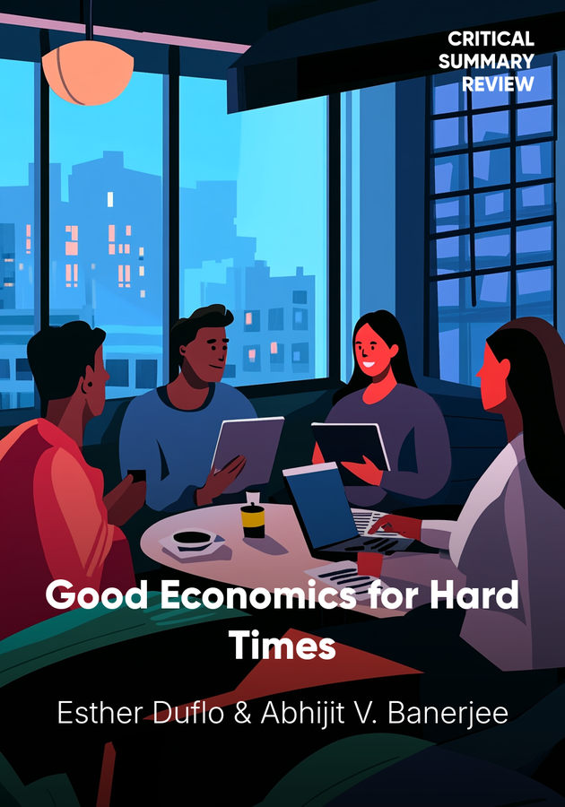 Book cover of Good Economics for Hard Times by Esther Duflo — critical summary review on 12min