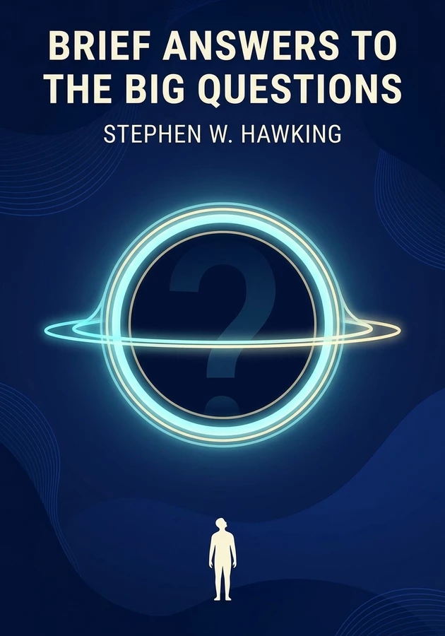 Book cover of Brief Answers to the Big Questions by Stephen W. Hawking — critical summary review on 12min