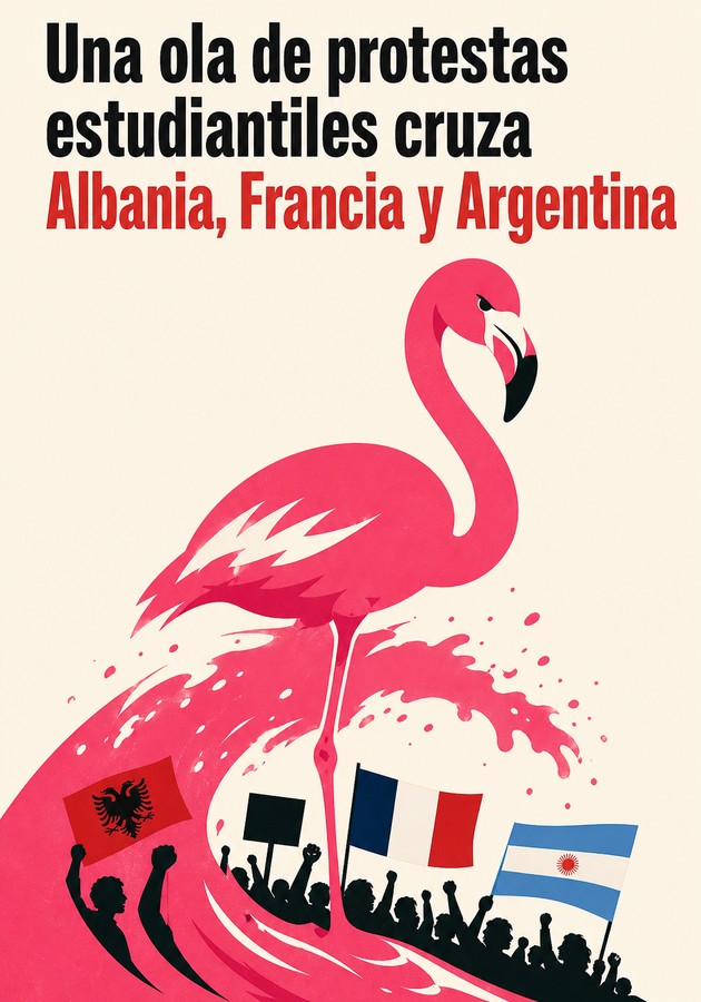 Portada del libro Una ola de protestas estudiantiles cruza Albania, Francia y Argentina, de 12min Originals — resumen crítico y reseña en 12min