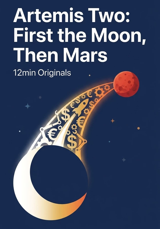 Book cover of Artemis Two: First the Moon, Then Mars by 12min Originals — critical summary review on 12min