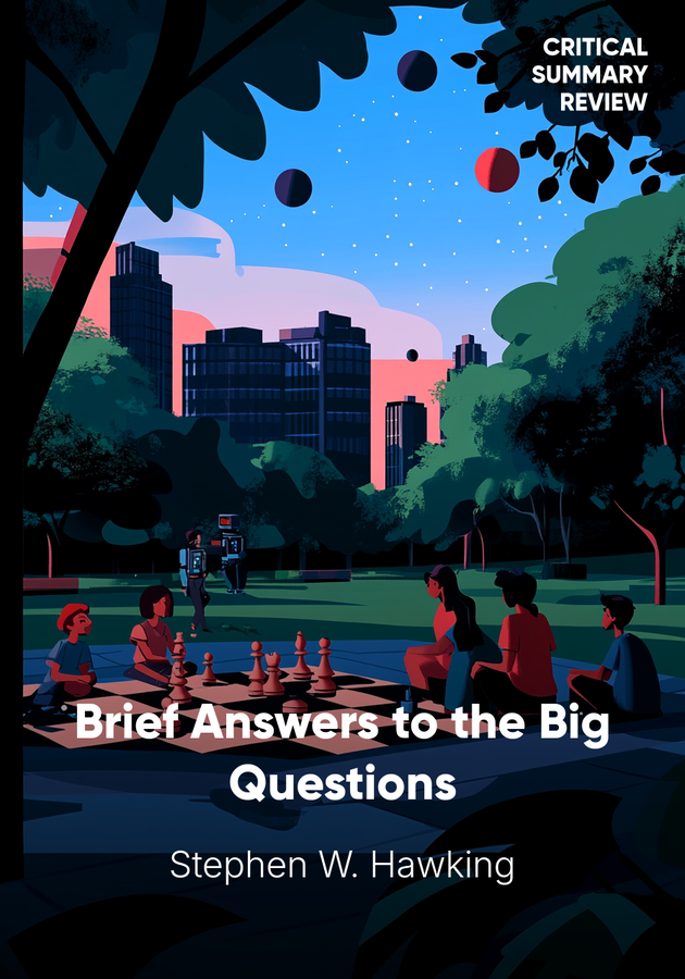 Book cover of Brief Answers to the Big Questions by Stephen W. Hawking — critical summary review on 12min