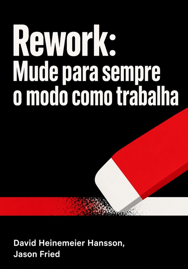 Capa do livro Rework: Mude para sempre o modo como trabalha, de David Heinemeier Hansson  — resumo e resenha crítica no 12min
