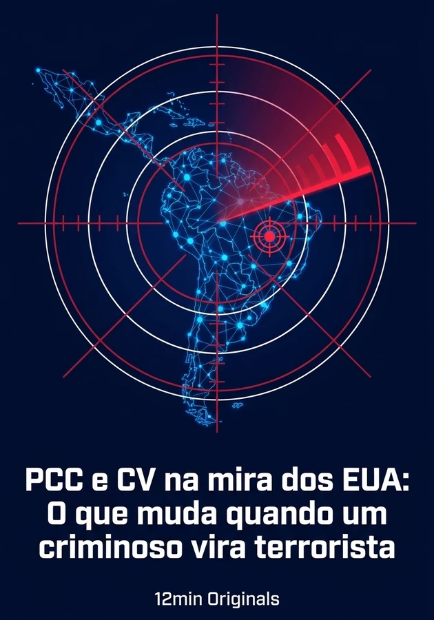 Capa do livro PCC e CV na mira dos EUA: O que muda quando um criminoso vira terrorista, de 12min Originals — resumo e resenha crítica no 12min