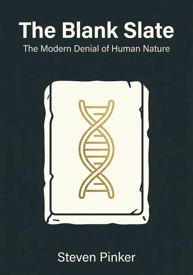 Book cover of The Blank Slate by Steven Pinker — critical summary review on 12min