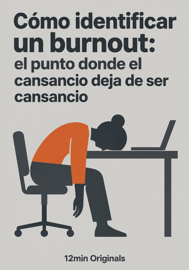 Portada del libro Cómo identificar un burnout: el punto donde el cansancio deja de ser cansancio, de 12min Originals — resumen crítico y reseña en 12min