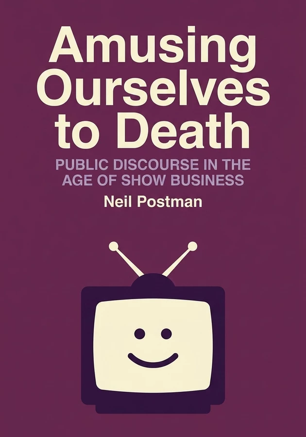 Book cover of Amusing Ourselves to Death by Neil Postman — critical summary review on 12min