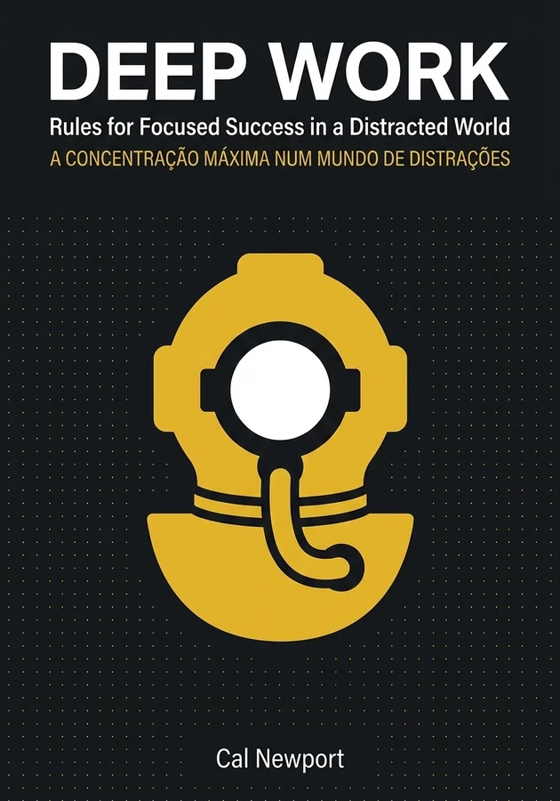 Capa do livro Deep Work - Rules for Focused Success in a Distracted World, de Cal Newport — resumo e resenha crítica no 12min