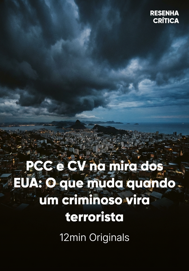 Capa do livro PCC e CV na mira dos EUA: O que muda quando um criminoso vira terrorista, de 12min Originals — resumo e resenha crítica no 12min
