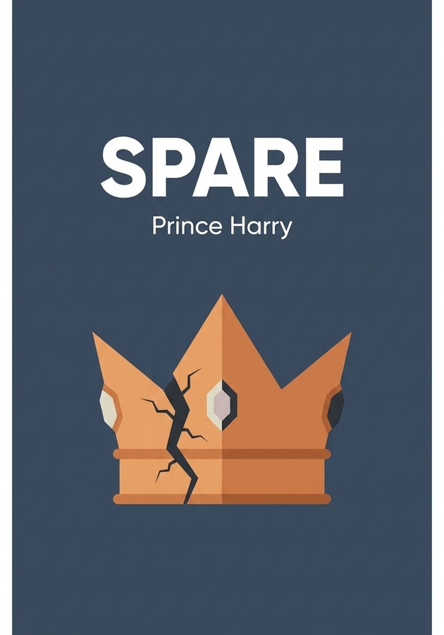 Book cover of Spare by Prince Harry — critical summary review on 12min