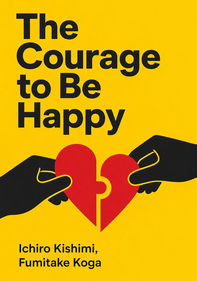 Book cover of The Courage to Be Happy by Fumitake Koga — critical summary review on 12min