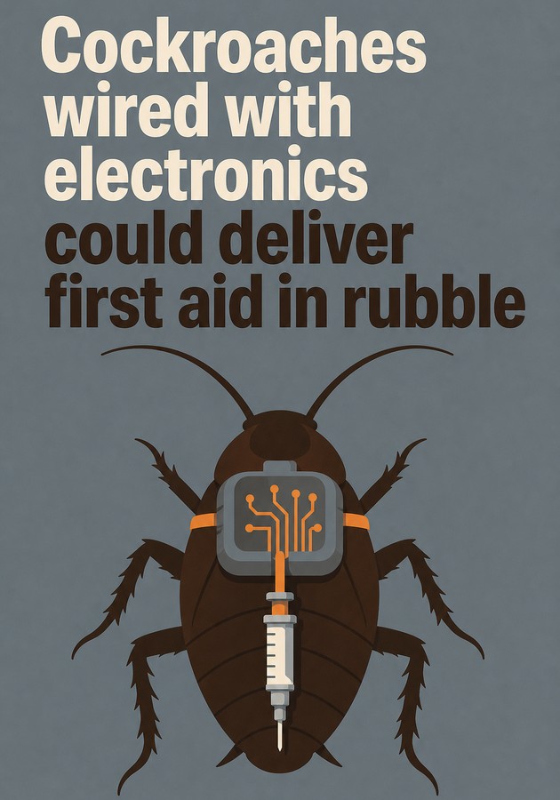 Book cover of Cockroaches wired with electronics could deliver first aid in rubble by 12min Originals — critical summary review on 12min