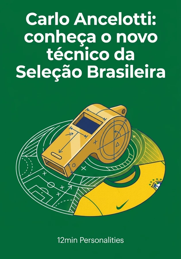 Capa do livro Carlo Ancelotti: conheça o novo técnico da Seleção Brasileira, de 12min Personalities — resumo e resenha crítica no 12min