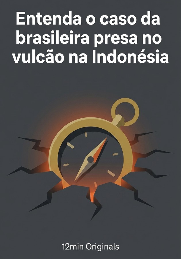 Capa do livro Entenda o caso da brasileira presa no vulcão na Indonésia, de 12min Originals — resumo e resenha crítica no 12min