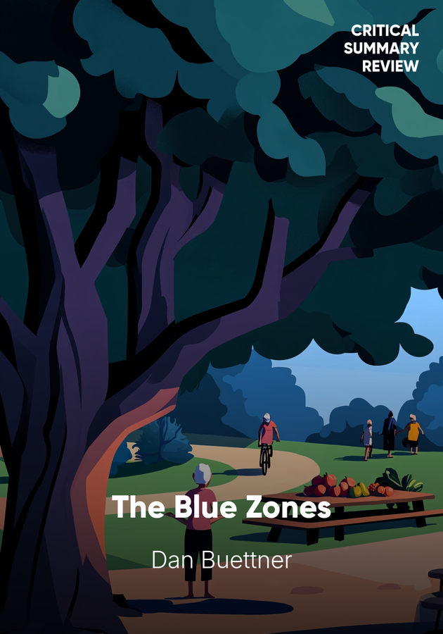 Book cover of The Blue Zones by Dan Buettner — critical summary review on 12min