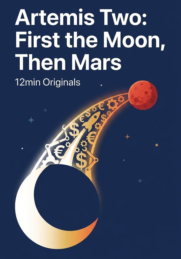 Book cover of Artemis Two: First the Moon, Then Mars by 12min Originals — critical summary review on 12min