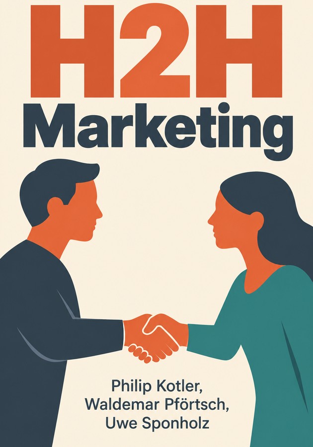 Book cover of H2H Marketing by Waldemar Pförtsch & Uwe Sponholz & Philip Kotler — critical summary review on 12min