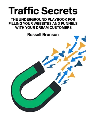 Book cover of Traffic Secrets by Russell Brunson — critical summary review on 12min