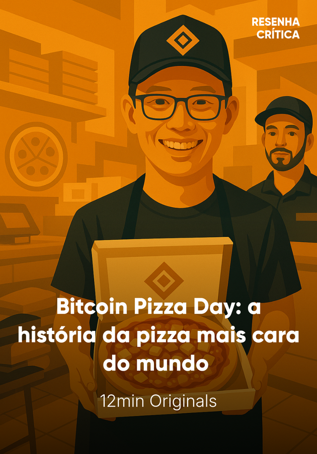 Capa do livro Bitcoin Pizza Day: a história da pizza mais cara do mundo , de 12min Originals — resumo e resenha crítica no 12min