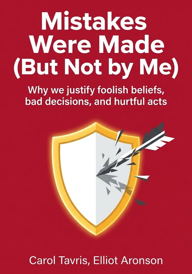 Book cover of Mistakes Were Made (But Not by Me) by Carol Tavris & Elliot Aronson — critical summary review on 12min