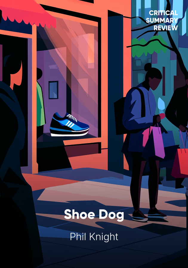 Book cover of Shoe Dog by Phil Knight — critical summary review on 12min