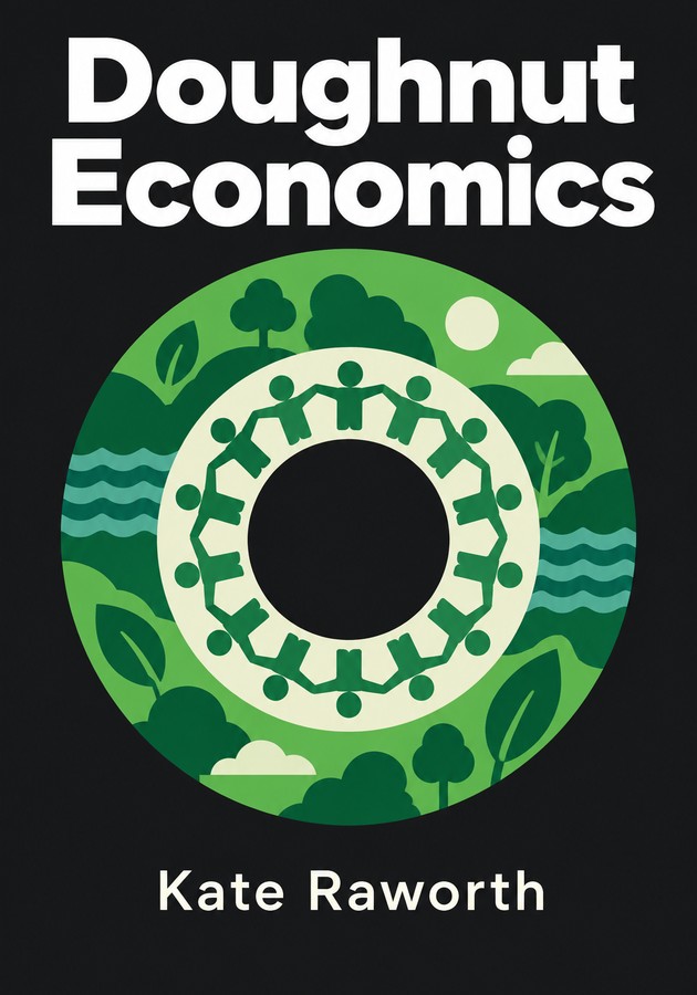 Book cover of Doughnut Economics by Kate Raworth — critical summary review on 12min