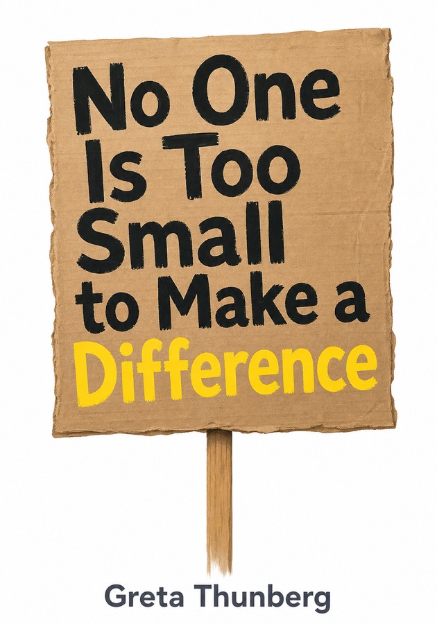 Book cover of No One Is Too Small to Make a Difference by Greta Thunberg — critical summary review on 12min