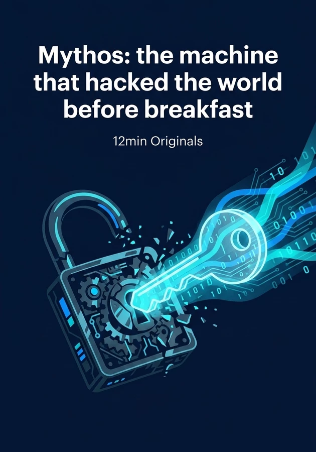 Book cover of Mythos: the machine that hacked the world before breakfast by 12min Originals — critical summary review on 12min